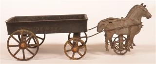 Appraisal: Tin Dewey Wagon and Two Horse Team l overall Good