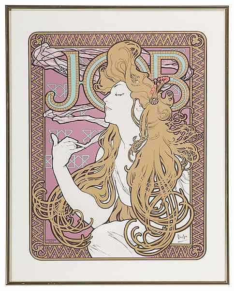 Appraisal: Alphonse Mucha Czechoslovakian - Cigarette Poster Titled JOB with artist's