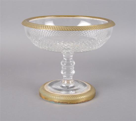 Appraisal: A French Gilt Metal Mounted Cut Glass Compote Height inches