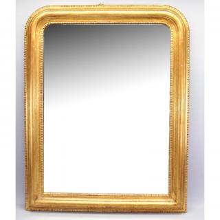 Appraisal: Early th C Gilt Mirror with beaded frame Overall Size