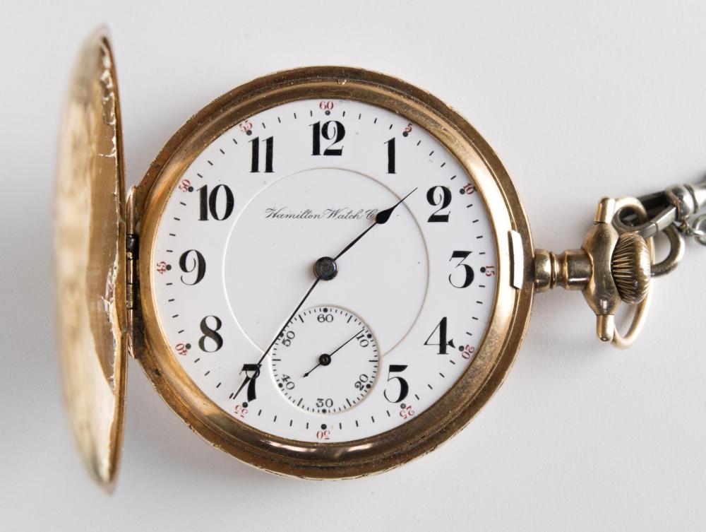 Appraisal: HAMILTON WATCH COMPANY FOURTEEN KARAT GOLD HUNTER CASE POCKET WATCH