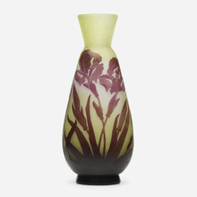 Appraisal: mile Gall VASE WITH IRISES France c acid-etched cameo glass