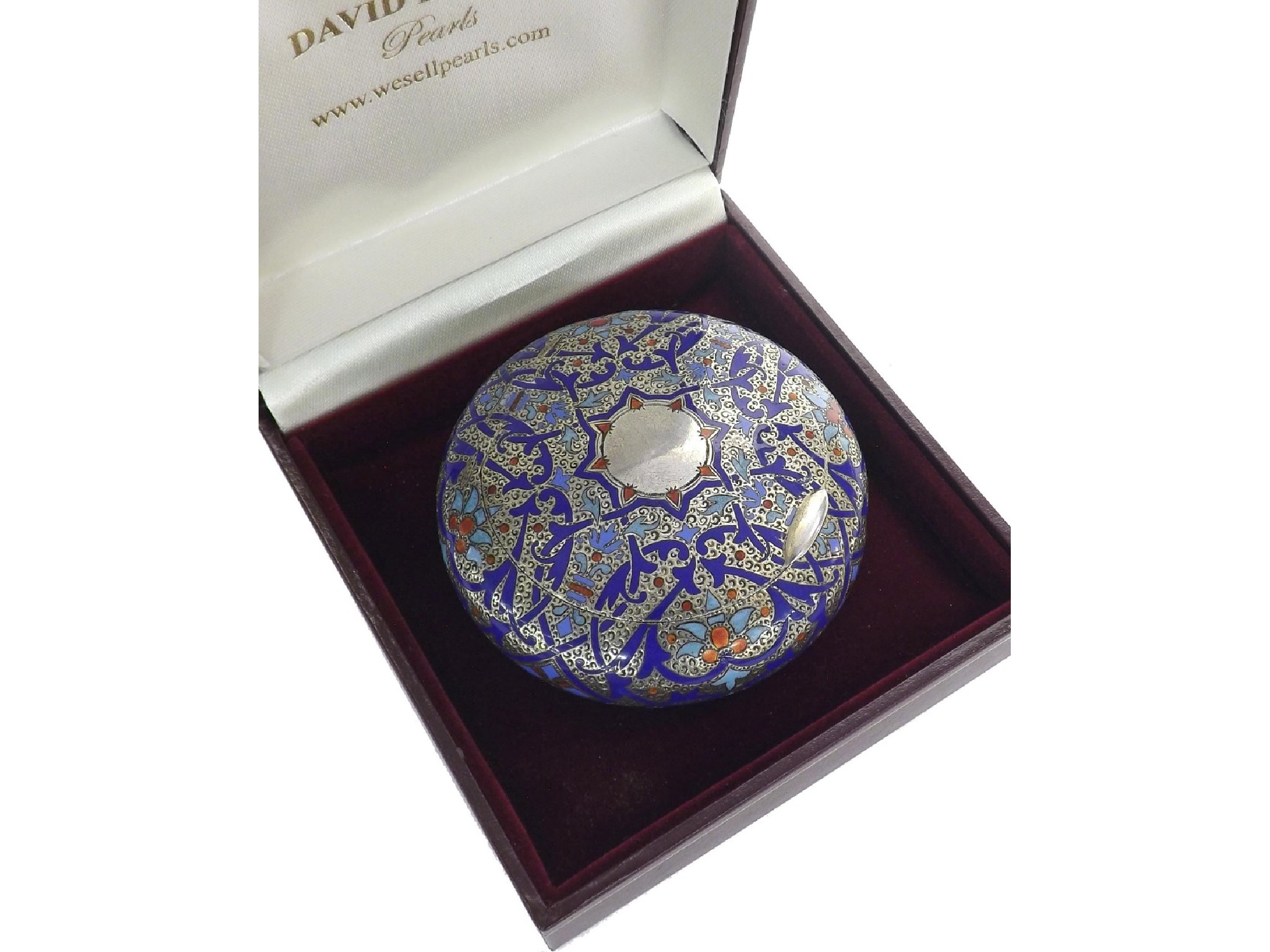 Appraisal: Russian silver-gilt enamel circular box zolotnik mark St Petersburg -