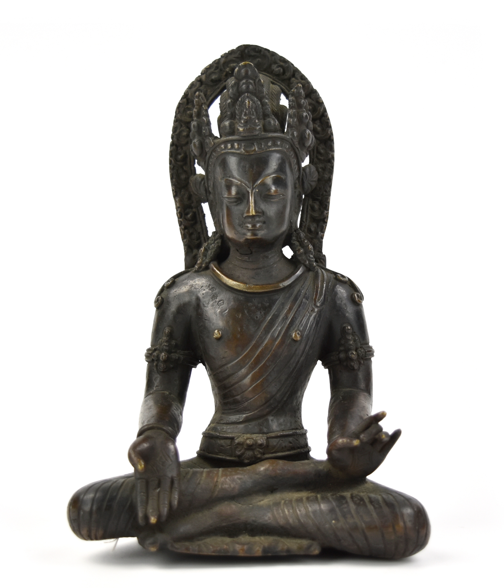 Appraisal: A th C bronze Nepal Buddha cast seated in dhyanasana