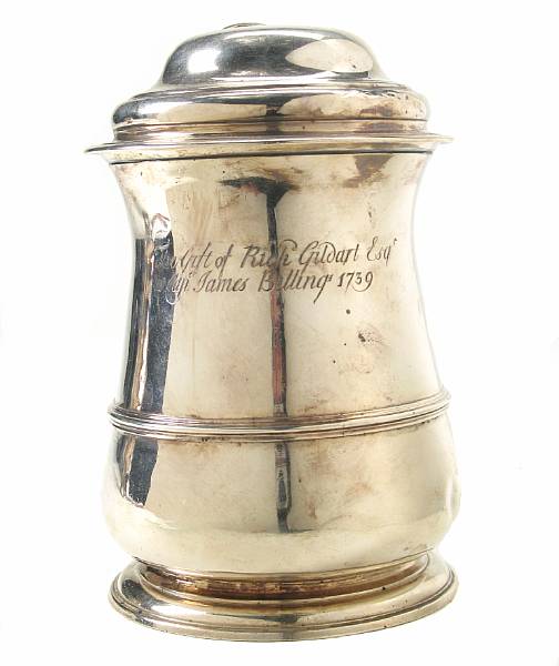 Appraisal: A George II silver tankard with presentation inscription of Liverpool