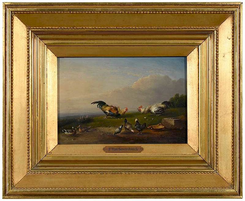 Appraisal: Franz Van Severdonck or Francois Belgian - Cock Fight signed