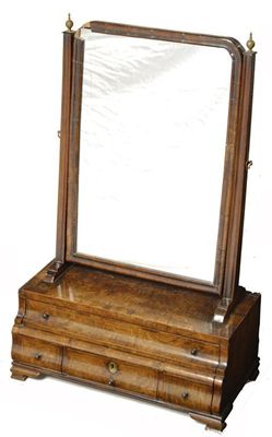 Appraisal: A George I walnut dressing table mirror crossbanded and inlaid