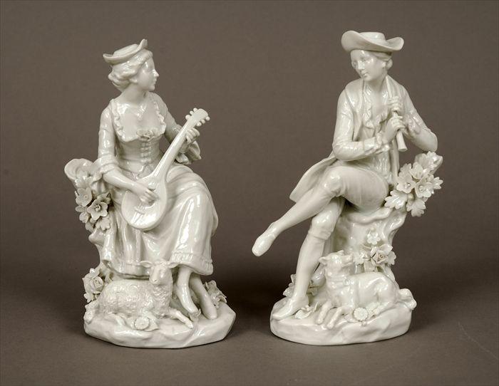 Appraisal: Pair of Ginori Blanc-de-Chine Porcelain Figures of Male and Female