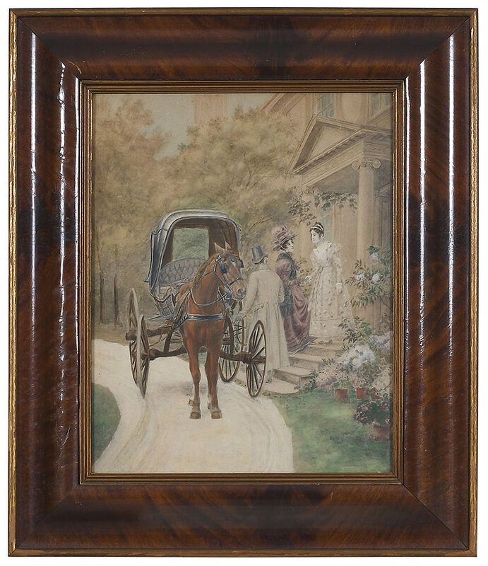 Appraisal: American School th century Horse and Buggy signed indistinctly lower