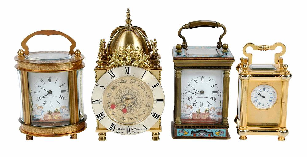 Appraisal: Group of Four Gilt Bronze Mounted Carriage Clocks French Swiss