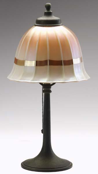 Appraisal: STEUBEN Boudoir lamp the patinated candlestick base topped by a