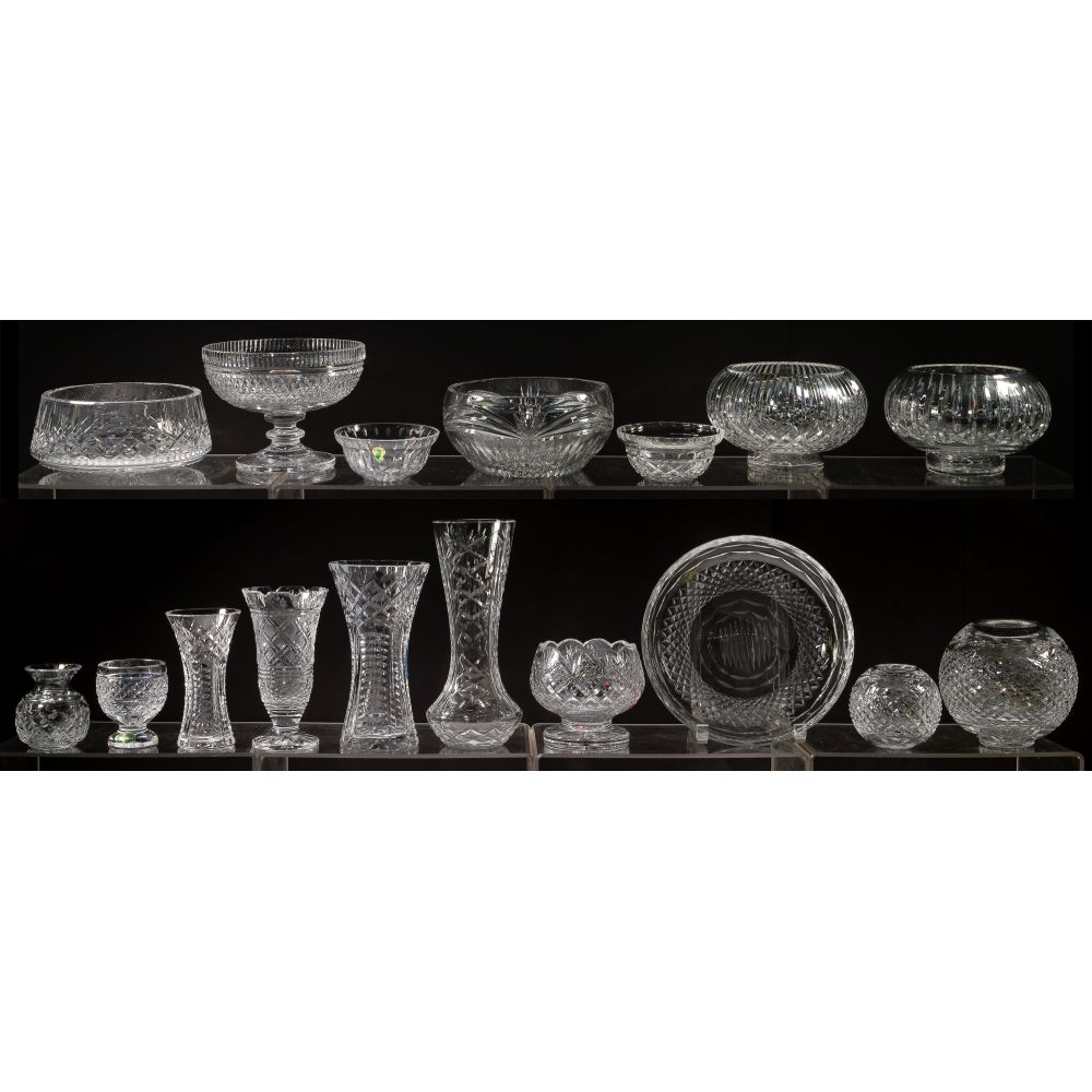 Appraisal: WATERFORD CRYSTAL ASSORTMENT items including a rose bowls in Lismore