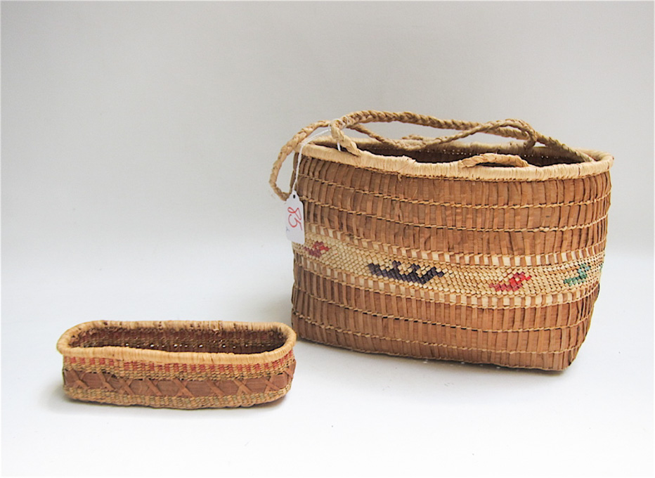 Appraisal: TWO MAKAH INDIAN BASKETS the first of oval form with