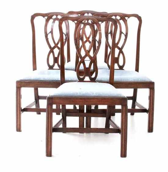 Appraisal: Set of four George III style mahogany side chairs late