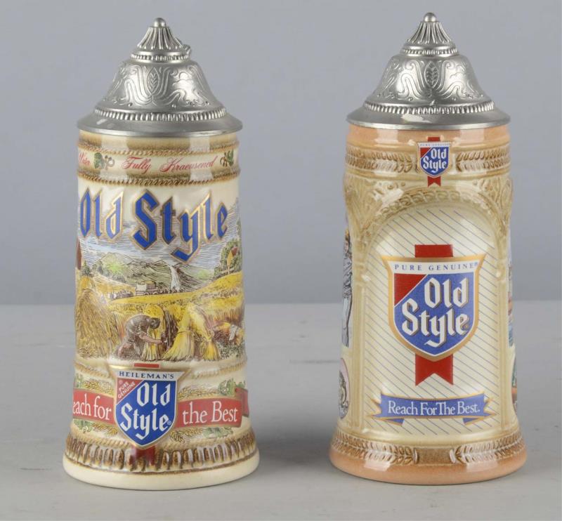 Appraisal: Lot of Old Style Beer Steins Both steins have metal