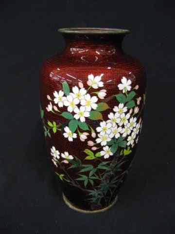 Appraisal: Japanese Sato Cloisonne Vase fine floral with silver wire work