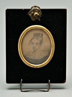 Appraisal: th century miniature portrait young girl with tortoise shell hair