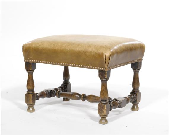 Appraisal: A STOOL late Louis XIII th c Walnut Brown leather