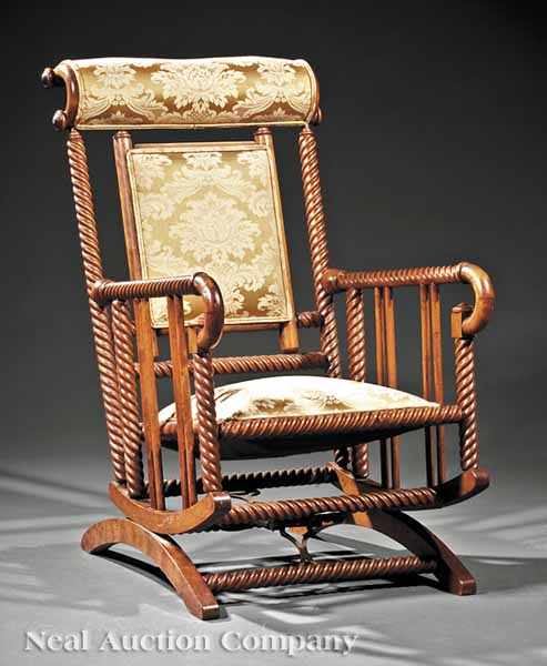 Appraisal: An American Modern Gothic Walnut Spring-Form Rocking Chair c attributed