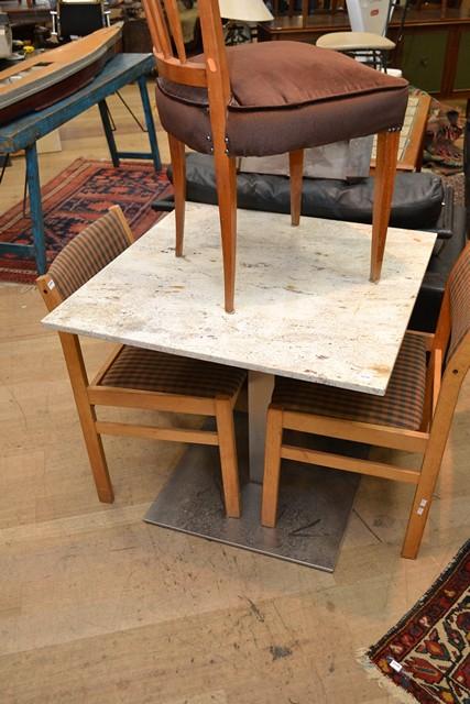 Appraisal: A CONTEMPORARY CAFE STYLE TABLE WITH SQUARE GRANITE TOP