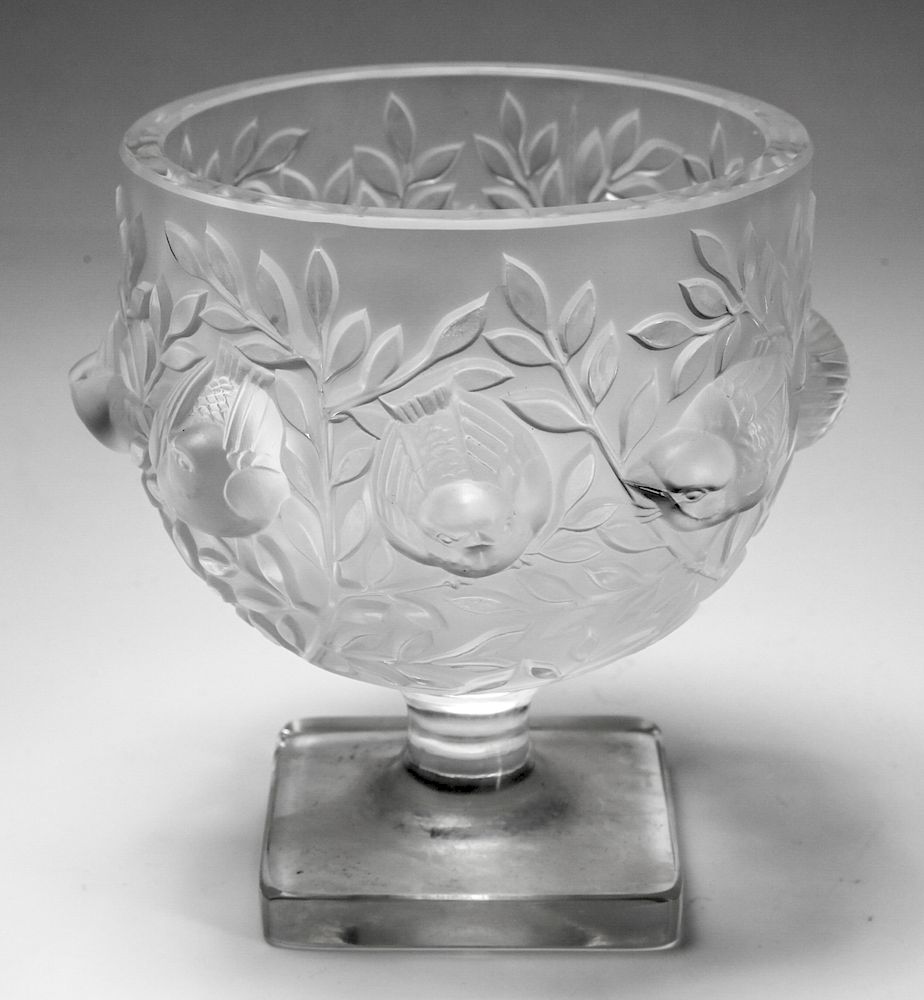 Appraisal: Lalique Bagatelle Frosted Art Glass Vase Lalique Bagatelle pattern frosted