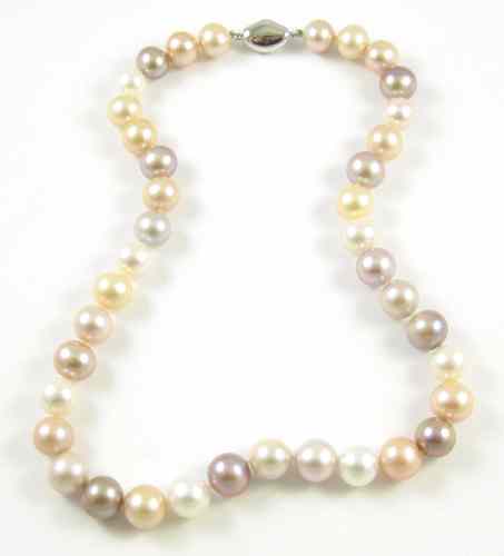 Appraisal: MULTI-COLOR PEARL NECKLACE inches in length and strung with pink