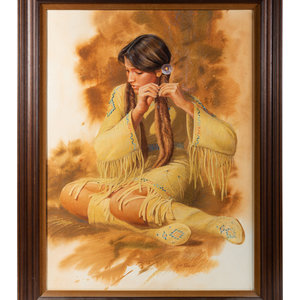 Appraisal: Leon Parson American B Cree Woman Pastel signed Leon Parson