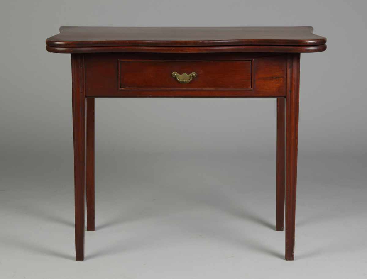 Appraisal: th Cent Chippendale Serpentine Top Card Table w Drawer Beaded