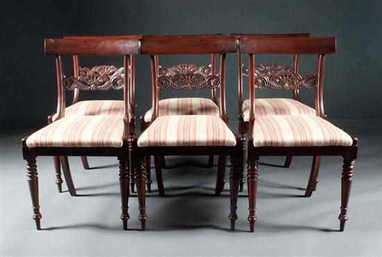 Appraisal: Set of six centennial Classical style mahogany upholstered slip seat