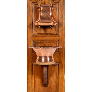 Appraisal: A French Copper Lavabo and Basin Mounted to a Walnut