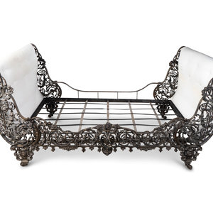 Appraisal: A Continental Cast Iron Sleigh Daybed TH CENTURY Height x