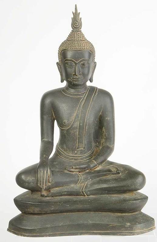 Appraisal: Bronze Seated Buddha Figure Southeast Asian dark patinated bronze -