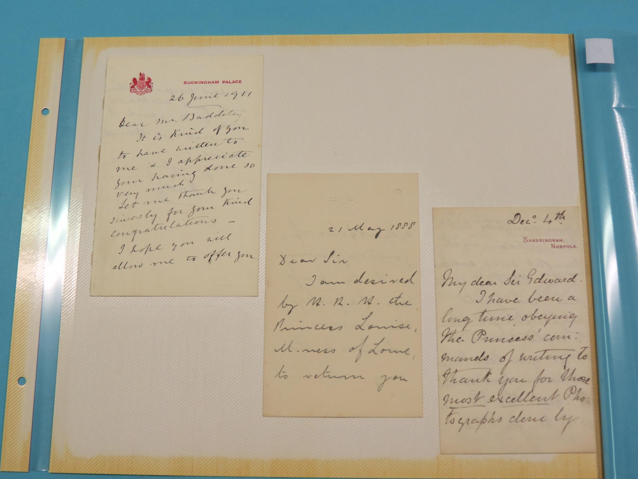 Appraisal: Six various hand-written letters - headed note-papers of Windsor Castle