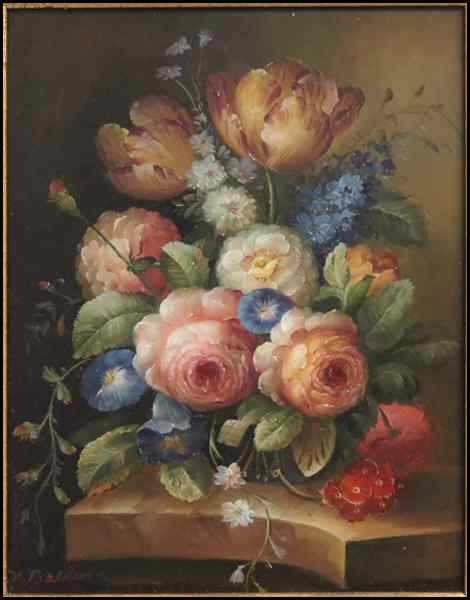 Appraisal: ARTIST UNKNOWN TH CENTURY FLORAL STILL LIFE Oil on panel