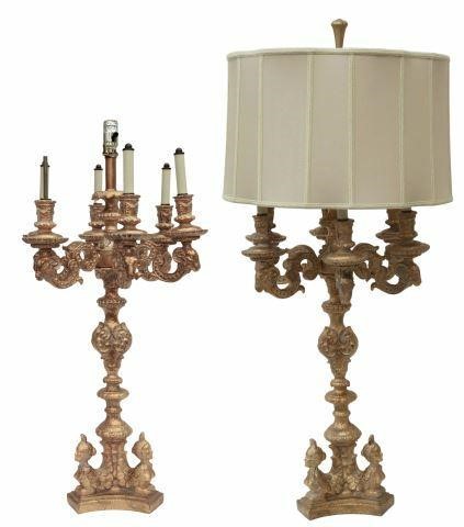 Appraisal: pair Decorative Louis XV style gilt resin composition candelabra-form table