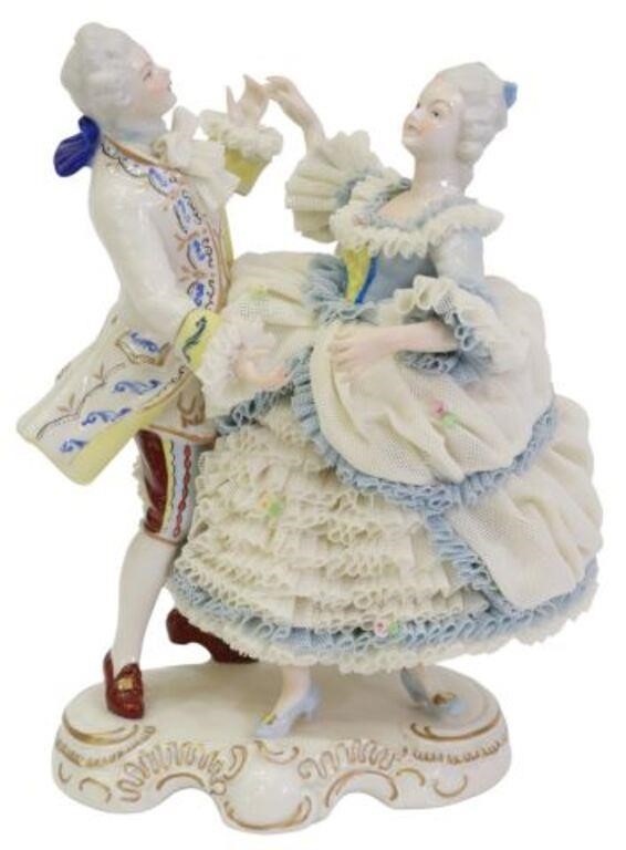 Appraisal: Irish Dresden lace porcelain figural group Vienna Waltz th c