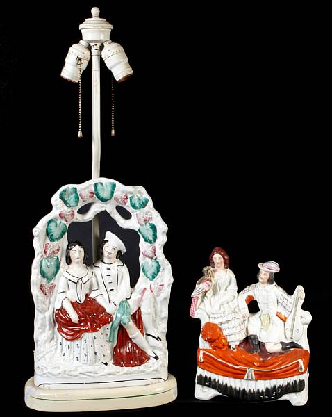 Appraisal: A group of six Staffordshire figures two now mounted as