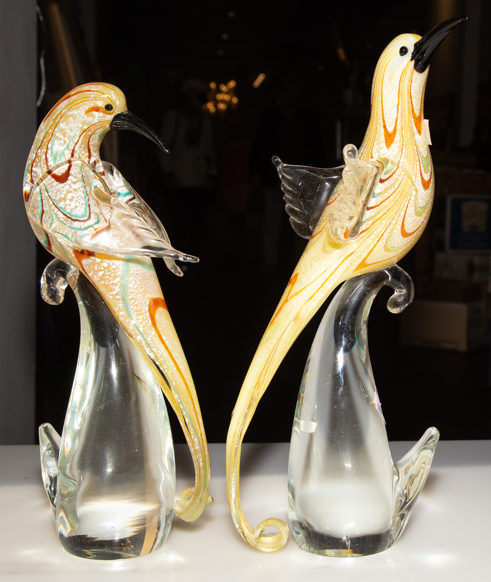 Appraisal: PAIR OF MURANO LIMITED EDITION GLASS BIRD FIGURES - in