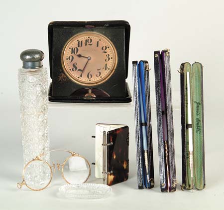 Appraisal: INTERESTING MISCELLANEOUS ESTATE LOT Cut glass Daisy Button perfume bottle