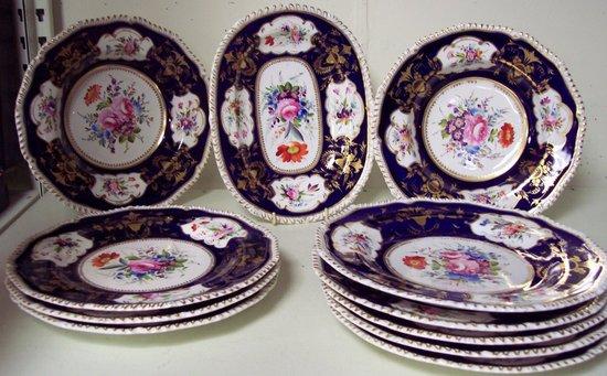 Appraisal: A Derby dessert service circa decorated central spray of flowers