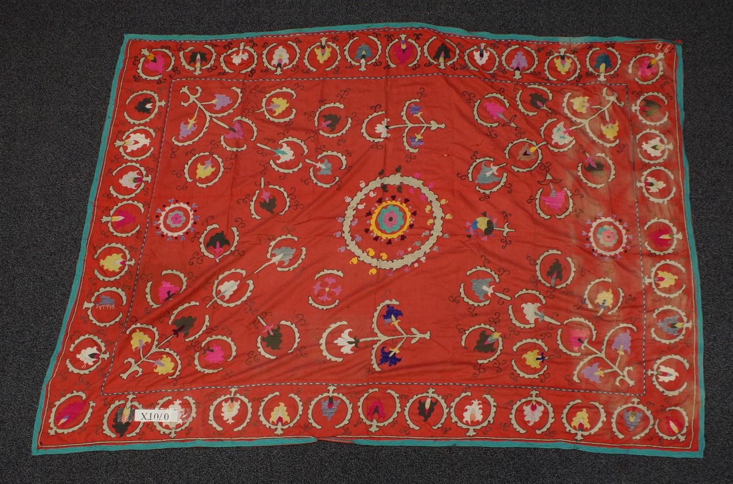 Appraisal: Suzani th th Century Central Asia silk and cotton one