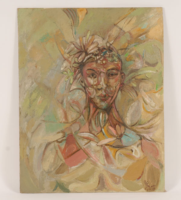 Appraisal: Robert Lohman American - abstracted expressionist portrait oil on board