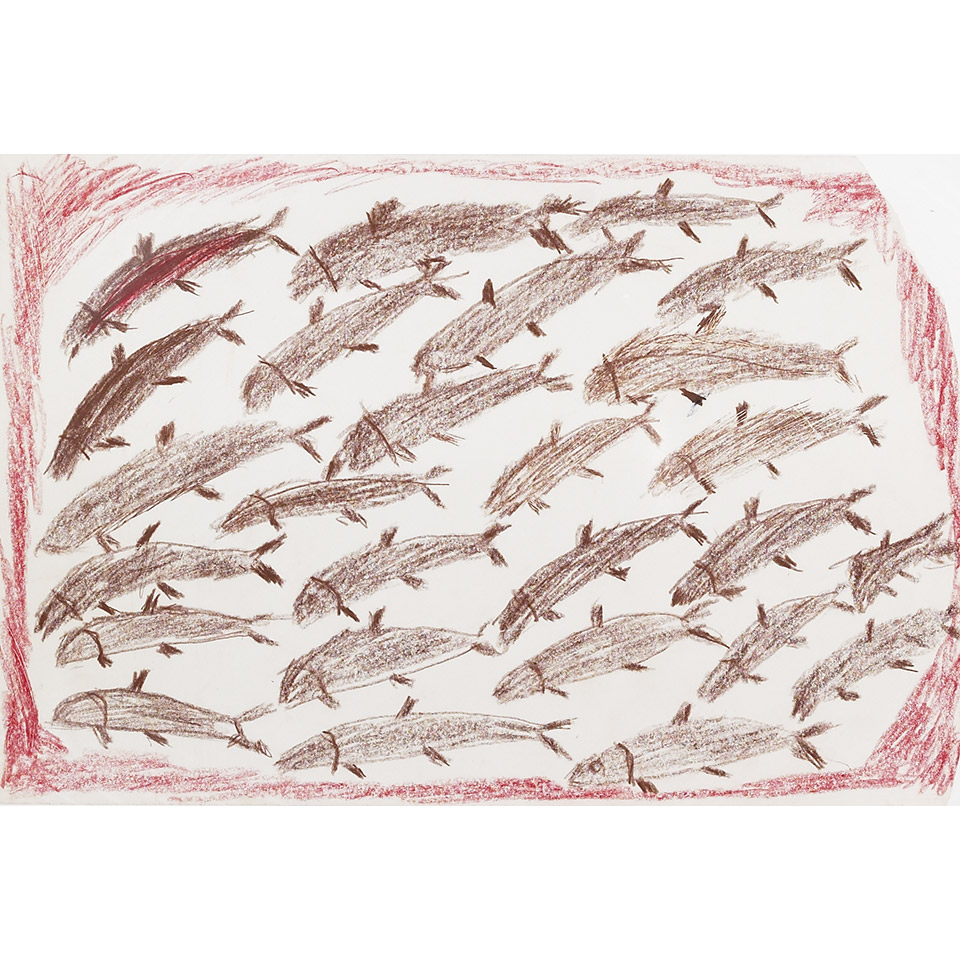 Appraisal: JOHN KAVIK - E - Rankin Inlet FISH UNTITLED Crayon