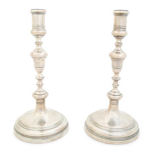 Appraisal: A Pair of English Weighted Silver Candlesticks Crichton Brothers London