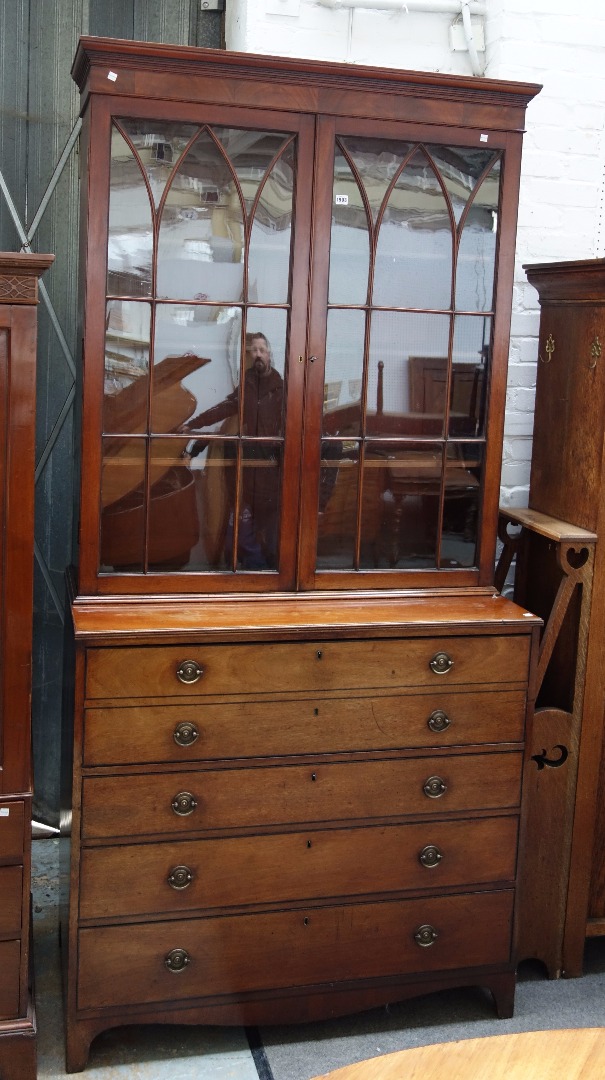 Appraisal: A George III secretaire bookcase the pair of Gothic arch