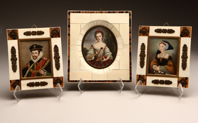 Appraisal: A group of three Continental portrait miniatures Probably th century