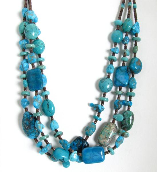 Appraisal: Ella Mae Garcia Santa Domingo Three Strand Turquoise Necklace approximately