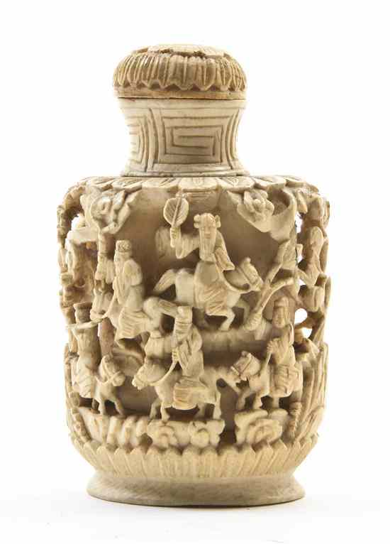 Appraisal: A Chinese Ivory Snuff Bottle having an exterior layer pierce