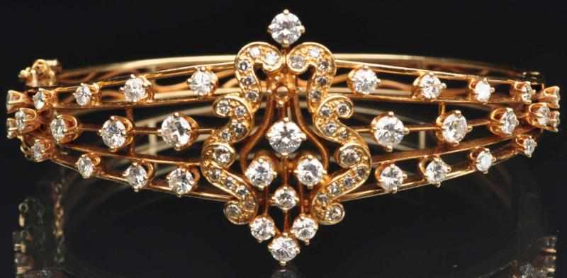 Appraisal: K Y Gold Diamond Bracelet with Hinge Over full cut