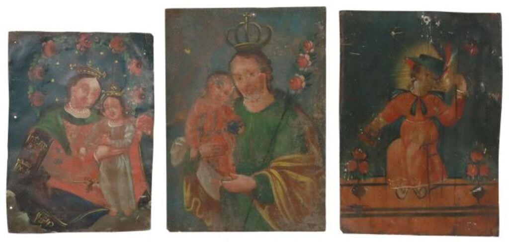 Appraisal: lot of Unframed oil on tin retablos th c including